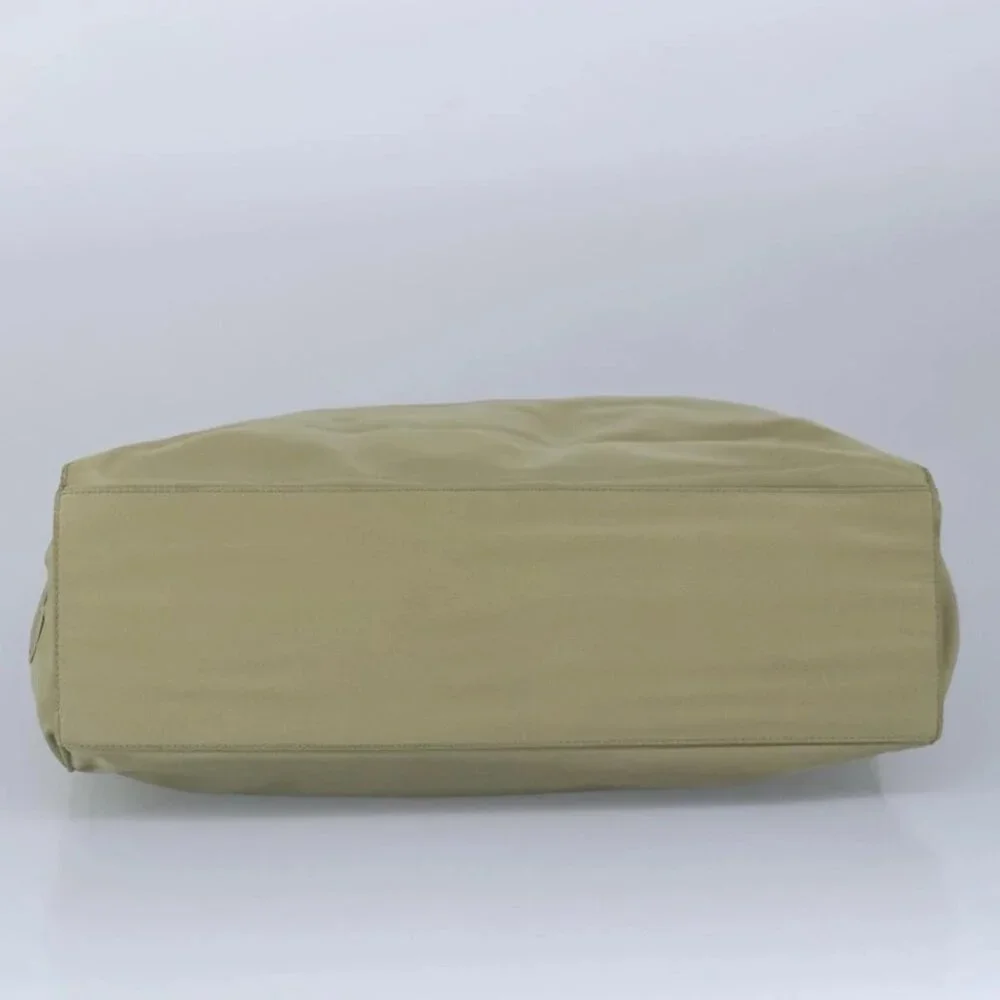 PRADA Tote Bag Nylon Plastic Beige Silver Auth 99542 - Picture 7 of 16